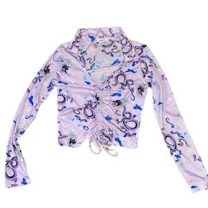 Rue 21 Lavender Dragon Collared v-neck- Juniors Large